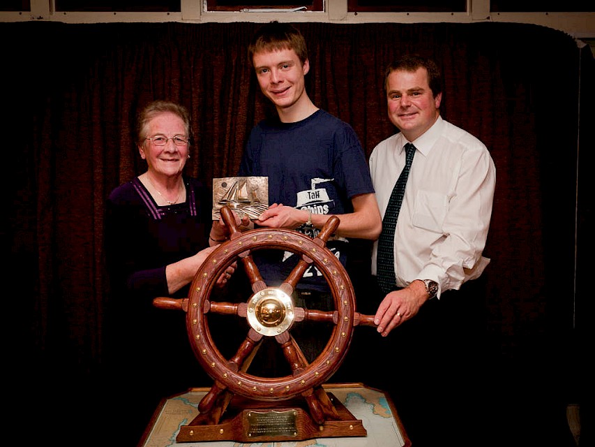 Pictured with Swan Trainee of the Year 2011 Loic Jacobs (centre) are Mrs Margaret Simpson, Willie’s widow, and Mr Aubrey Jamieson, Superintendent of the Lerwick Seamen’s Mission, who made the presentation.