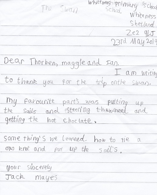 Whiteness pupil thank you letter - Jack