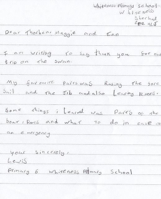 Whiteness pupil thank you letter - Lewis