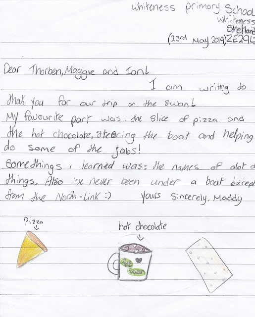 Whiteness pupil thank you letter - Maddy