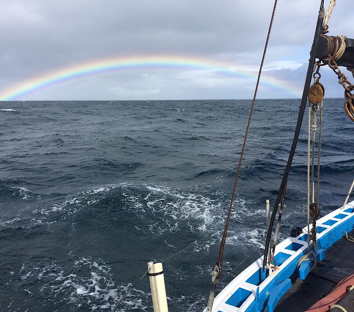 Watching rainbows from the deck