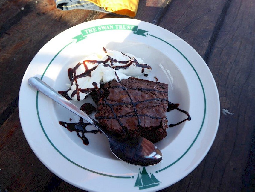 Chocolate Brownies, just one of the delicious dishes enjoyed onboard ©Joanna Robertson