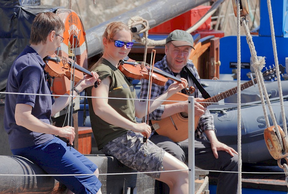 Music session on board during Scottish Traditional Boat Festival - credit Sara Rennie