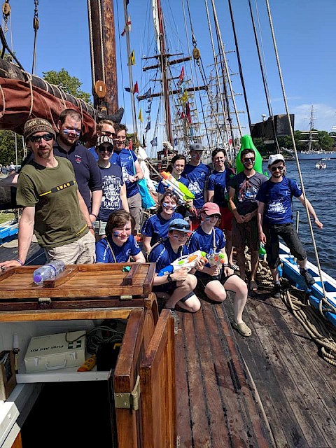 2019 Sail Training Shetland Trainees, who sailed from Shetland and took part in the Tall Ships races from Aalborg in Denmark to Fredrikstad in Norway