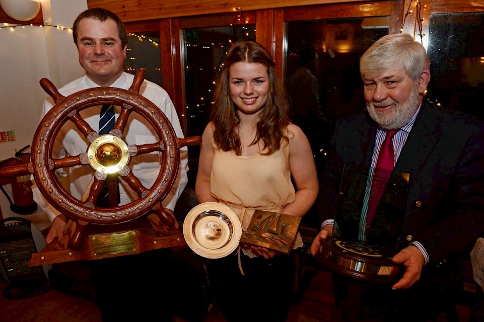 Ailish Parham, 2013 Vevoe Trophy and Sail Training International young sail training volunteer of the year, with Aubrey Jamieson (left) and Peter Campbell. Photo: Dave Donaldson