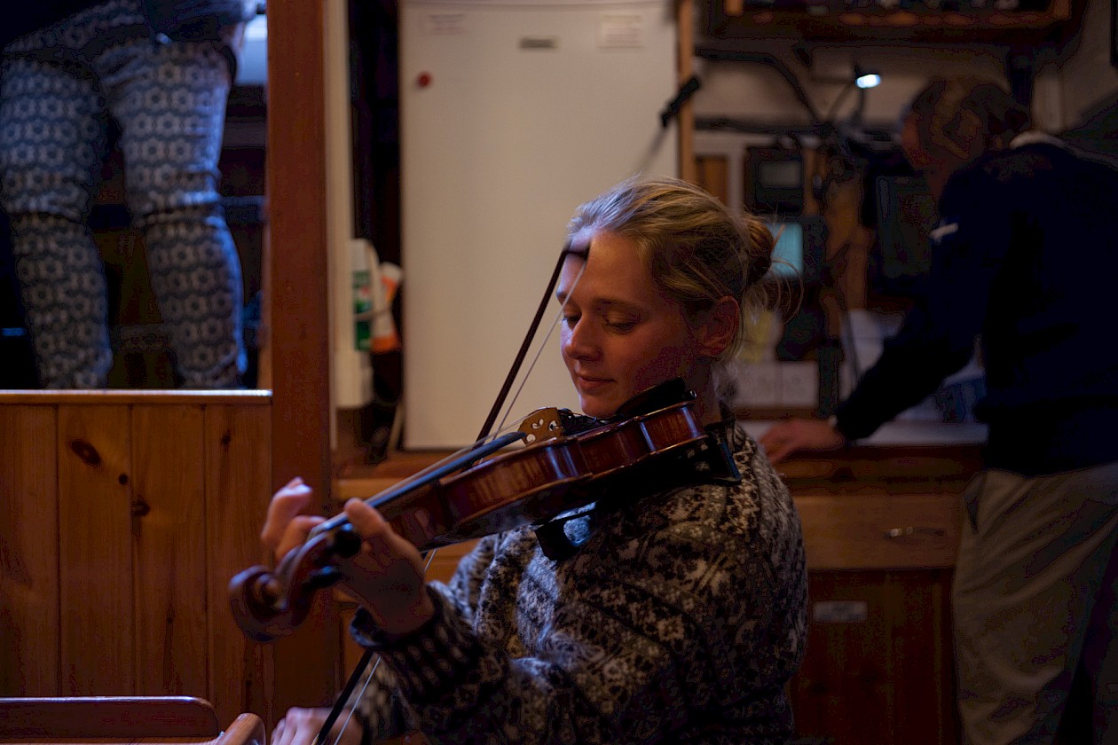 I always have my fiddle aboard Swan, ready for a tune