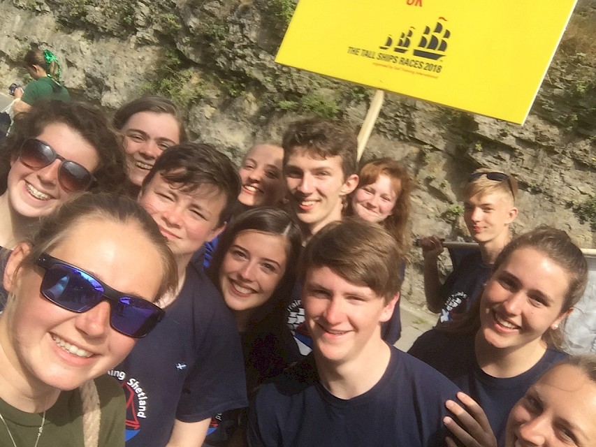 With Sail Training Shetland Trainees during Tall Ships 2018 - Getting ready to take part in the Crew Parade