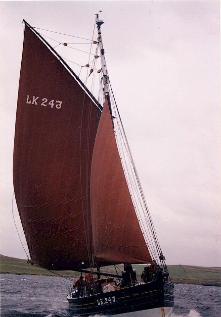 Swan sailing following her relaunch as a sail training vessel in the 1990s