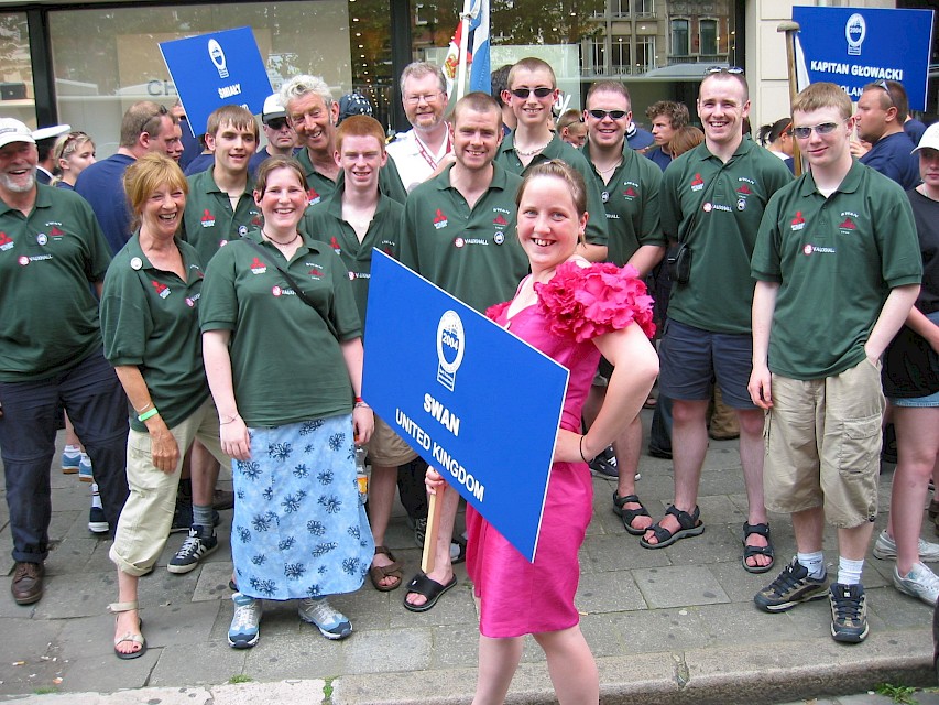 The crew parade - in the pink dress no one liked