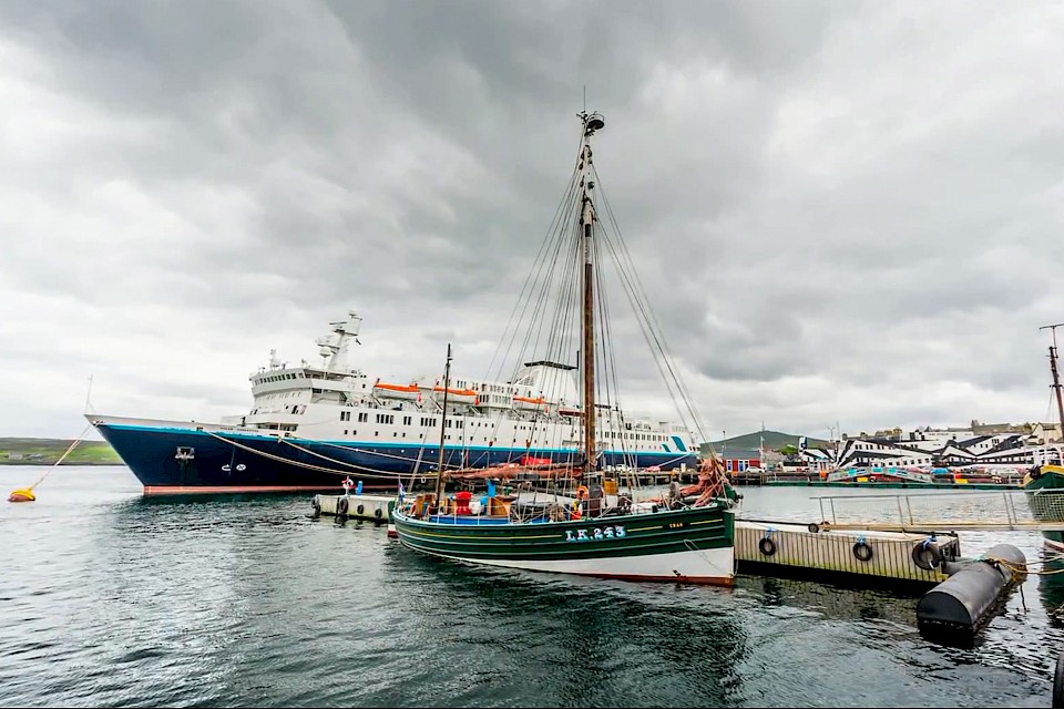 The Swan berthed in Lerwick Harbour