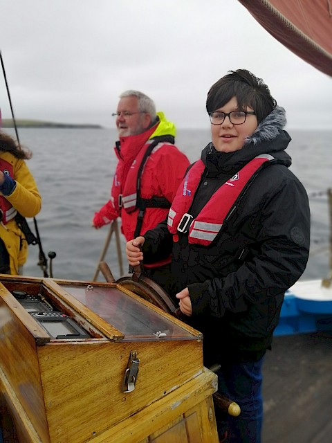 Baltasound secondary 1 pupil at the helm