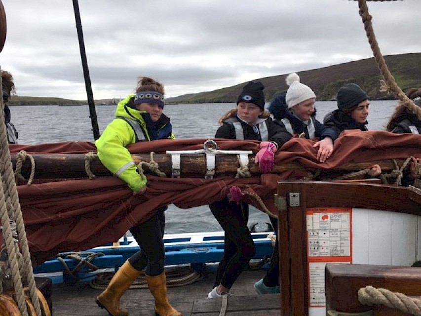 Mid Yell pupils getting hands on during thier trip