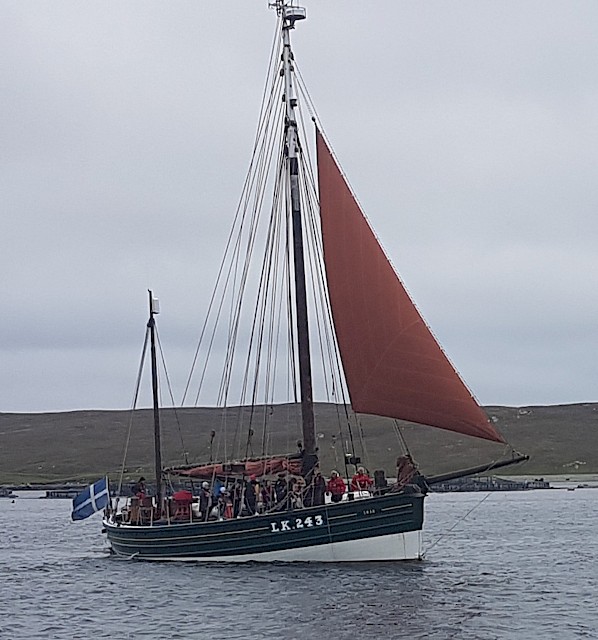 The Swan with Baltasound School pupils aboard