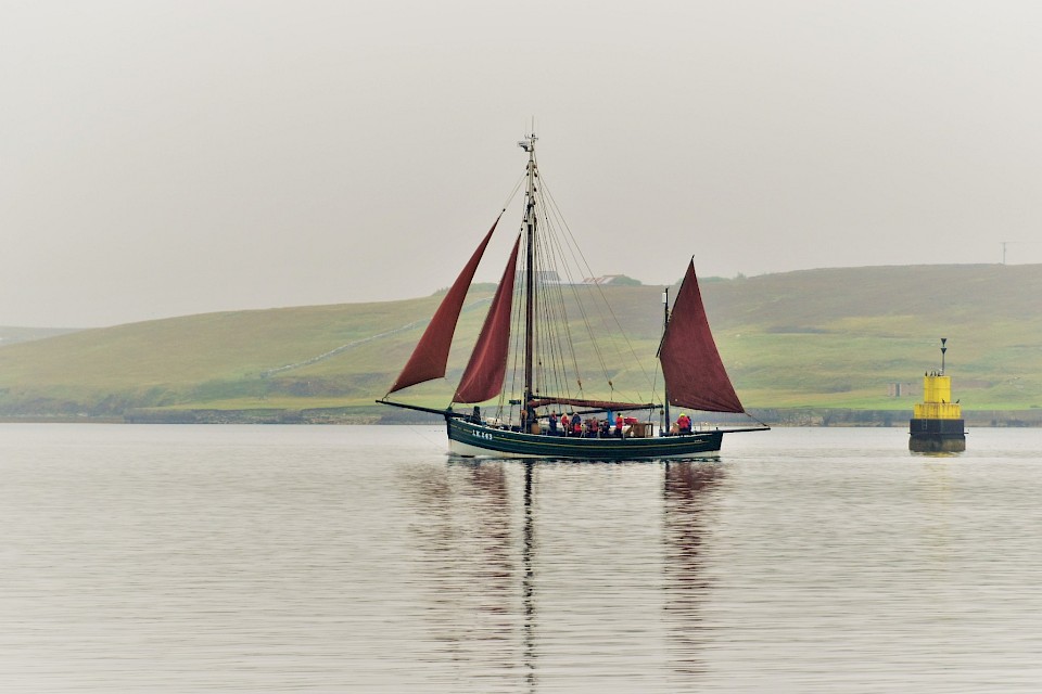 The Swan in Lerwick Harbour, with Sandwick School pupils aboard - Image: Margaret Clark