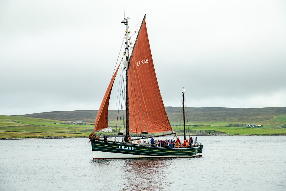 School pupils board the Swan in 2021