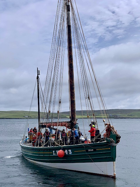 Trainees leaving Lerwick aboard Swan, destined for Denmark and the Netherlands