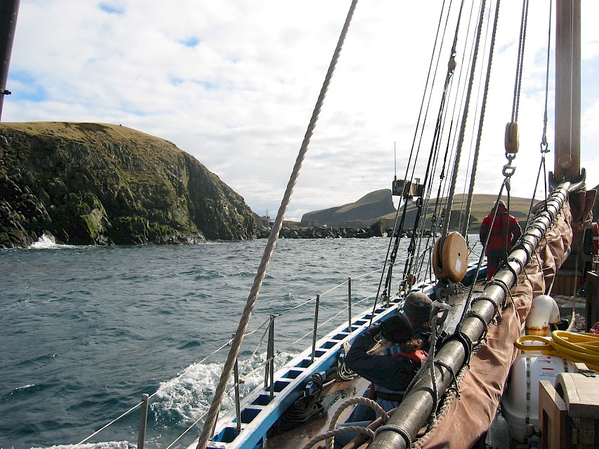 The Swan coming into Fair Isle