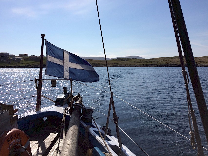 View from the rear of the Swan, with the Shetland flag