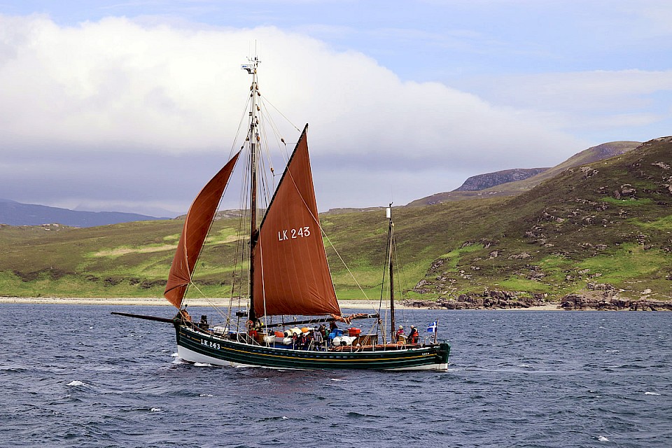 Swan in Ullapool with youth trainees aboard. Image, Noel Hawkins