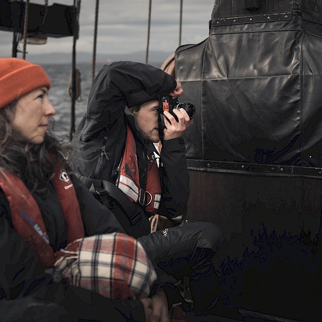 Knitwear designer, Mati Ventrillon, aboard the Swan with photographer Maxwell Tomlinson, photographed by @kletspoot